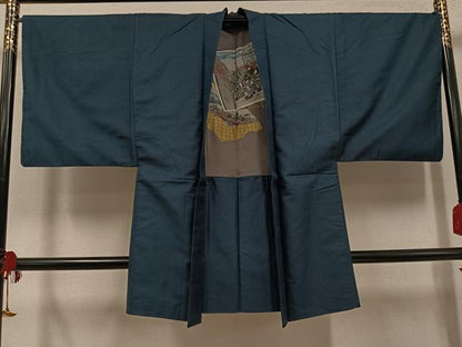 平和屋着物●男性　紬　アンサンブル　亀甲柄　正絹　逸品　AABH4121ph