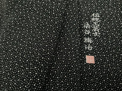 平和屋着物●伝統工芸士 染谷梅治　江戸小紋　大小あられ　黒地　さが美扱い　正絹　逸品　AABH4122ph
