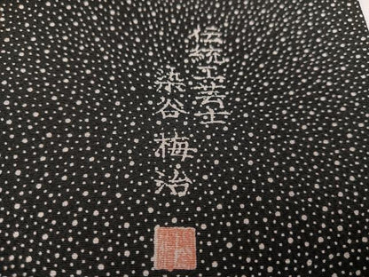 平和屋着物●伝統工芸士 染谷梅治　江戸小紋　大小あられ　黒地　さが美扱い　正絹　逸品　AABH4122ph