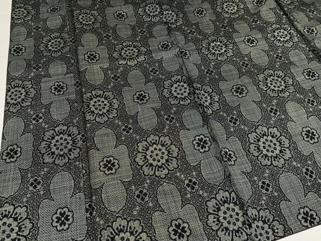 平和屋着物●本場大島紬　割込み絣　花尽くし　正絹　逸品　AABH4123ph