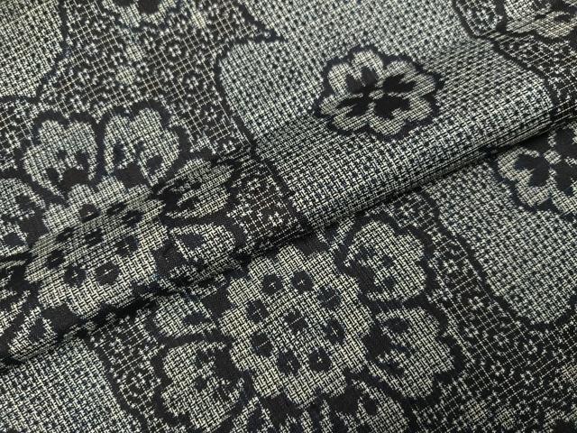 平和屋着物●本場大島紬　割込み絣　花尽くし　正絹　逸品　AABH4123ph