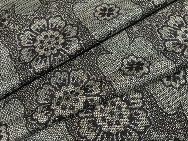 平和屋着物●本場大島紬　割込み絣　花尽くし　正絹　逸品　AABH4123ph