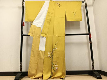 平和屋着物●訪問着　草花文　金彩　正絹　逸品　未使用　AABH4125ph
