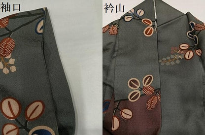 平和屋着物●訪問着　草花文　金彩　正絹　逸品　AABH4127ph