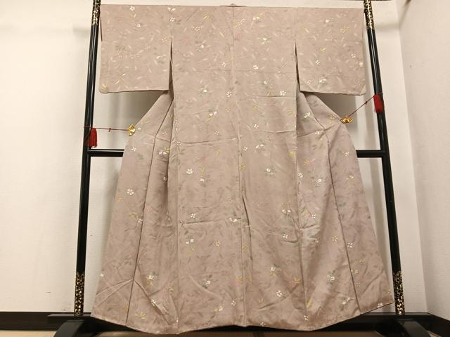平和屋着物●上質な小紋　地紋起こし　草花文　正絹　逸品　AABH4128ph