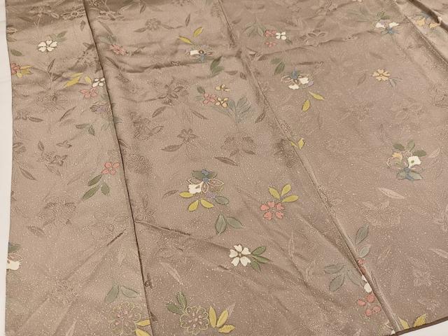 平和屋着物●上質な小紋　地紋起こし　草花文　正絹　逸品　AABH4128ph