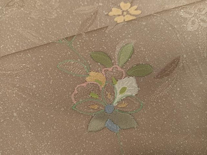 平和屋着物●上質な小紋　地紋起こし　草花文　正絹　逸品　AABH4128ph