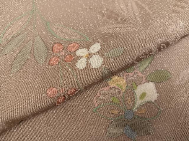 平和屋着物●上質な小紋　地紋起こし　草花文　正絹　逸品　AABH4128ph
