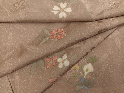 平和屋着物●上質な小紋　地紋起こし　草花文　正絹　逸品　AABH4128ph