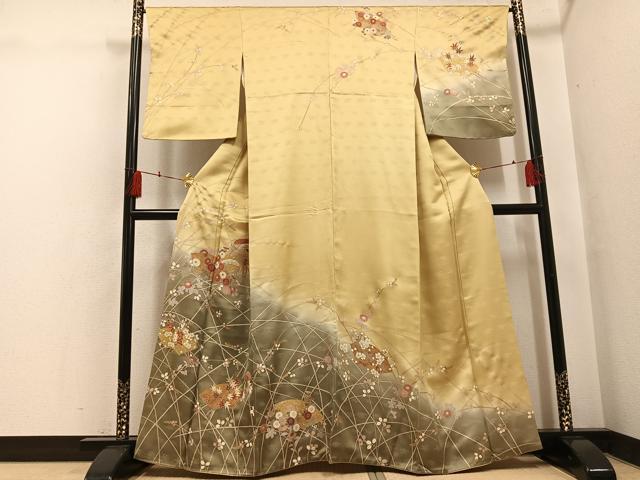 平和屋着物●訪問着　地紙草花文　暈し染め　金彩　鈴乃屋扱い　正絹　逸品　AABH4129ph