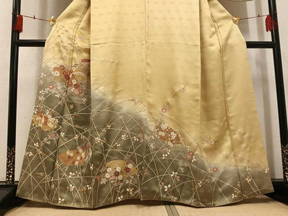 平和屋着物●訪問着　地紙草花文　暈し染め　金彩　鈴乃屋扱い　正絹　逸品　AABH4129ph