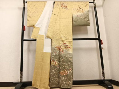 平和屋着物●訪問着　地紙草花文　暈し染め　金彩　鈴乃屋扱い　正絹　逸品　AABH4129ph