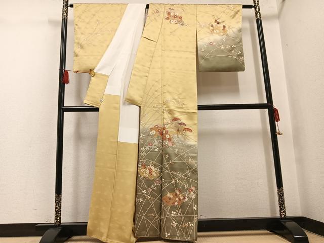 平和屋着物●訪問着　地紙草花文　暈し染め　金彩　鈴乃屋扱い　正絹　逸品　AABH4129ph