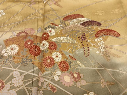 平和屋着物●訪問着　地紙草花文　暈し染め　金彩　鈴乃屋扱い　正絹　逸品　AABH4129ph