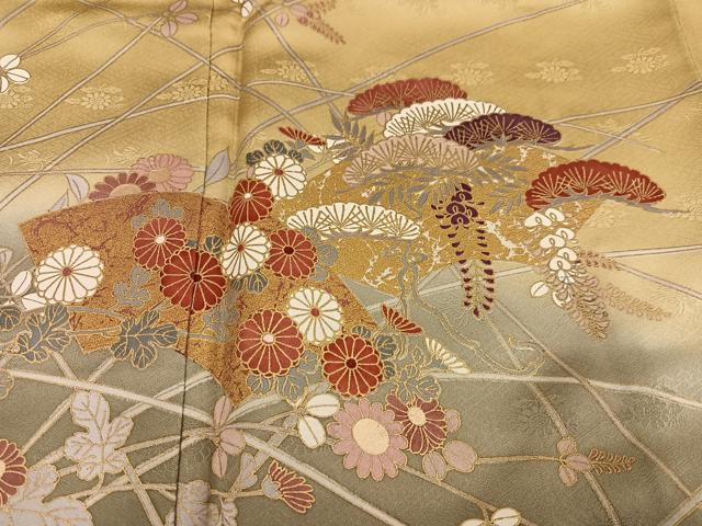 平和屋着物●訪問着　地紙草花文　暈し染め　金彩　鈴乃屋扱い　正絹　逸品　AABH4129ph