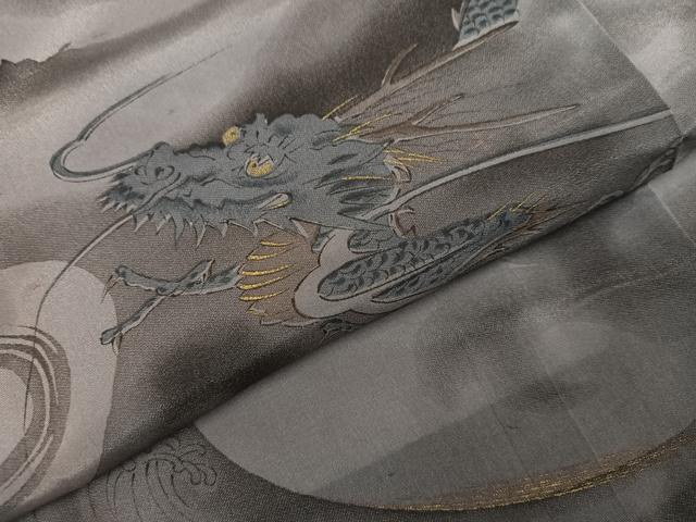 平和屋着物○男性 長襦袢 袷 手描き 龍 金彩 正絹 逸品 AABH4132ph