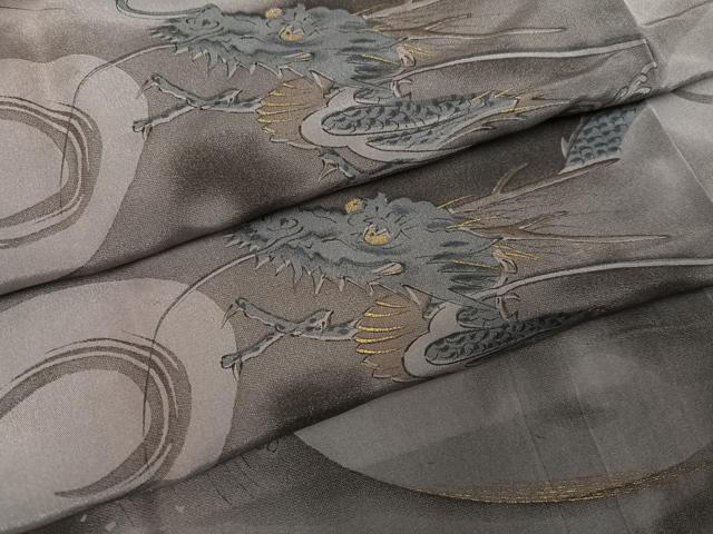 平和屋着物●男性　長襦袢　袷　手描き　龍　金彩　正絹　逸品　AABH4132ph