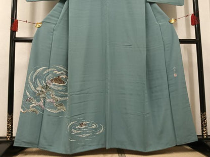 平和屋着物●東京友禅　伊藤幽水　訪問着　浜松風景文　正絹　逸品　AABH4137ph