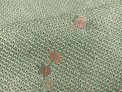 平和屋着物●訪問着　絞り　刺繍　草花文　金糸　正絹　逸品　AABH4138ph