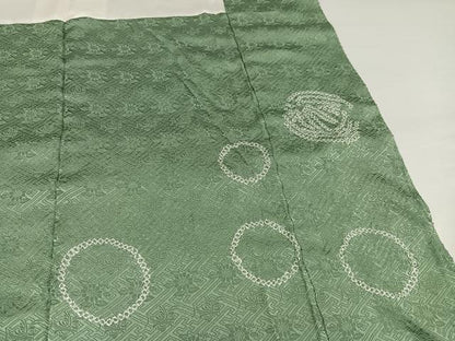 平和屋着物●訪問着　絞り　刺繍　草花文　金糸　正絹　逸品　AABH4138ph
