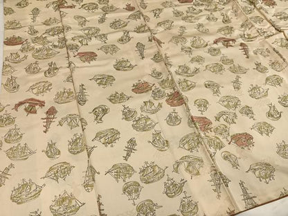 平和屋着物●上質な小紋　手描き　船　正絹　逸品　AABH4140ph