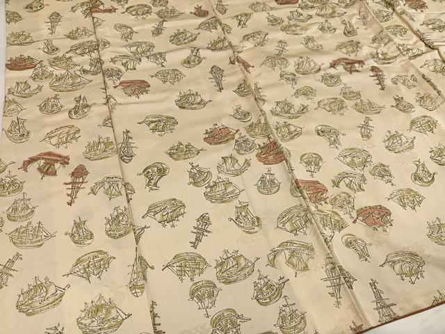 平和屋着物●上質な小紋　手描き　船　正絹　逸品　AABH4140ph