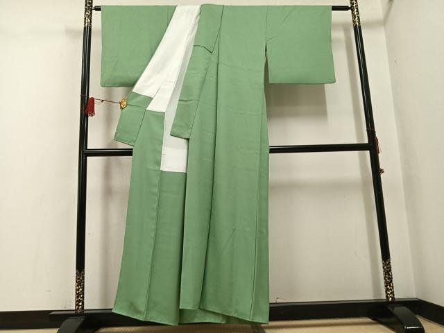 平和屋着物●上質な色無地　柳染色　正絹　逸品　AABH4142ph