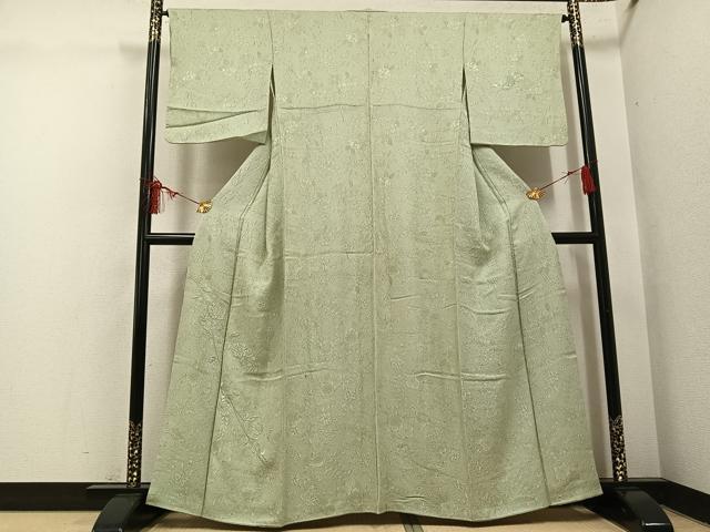 平和屋着物●無地絵羽訪問着　辻が花　刺繍　若芽色　正絹　逸品　AABH4143ph 平和屋着物○無地絵羽訪問着 辻が花 刺繍 若芽色 正絹 逸品 AABH4143ph