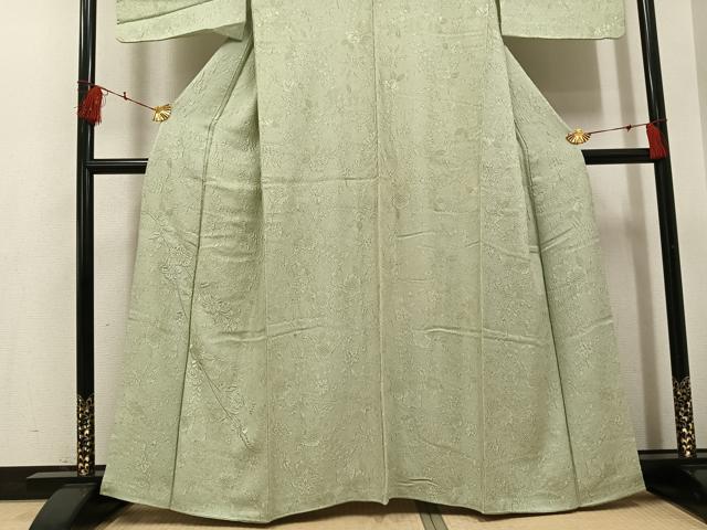 平和屋着物●無地絵羽訪問着　辻が花　刺繍　若芽色　正絹　逸品　AABH4143ph