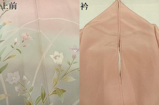 平和屋着物●訪問着　友禅　草花文　暈し染め　正絹　逸品　未使用　AABH4144ph