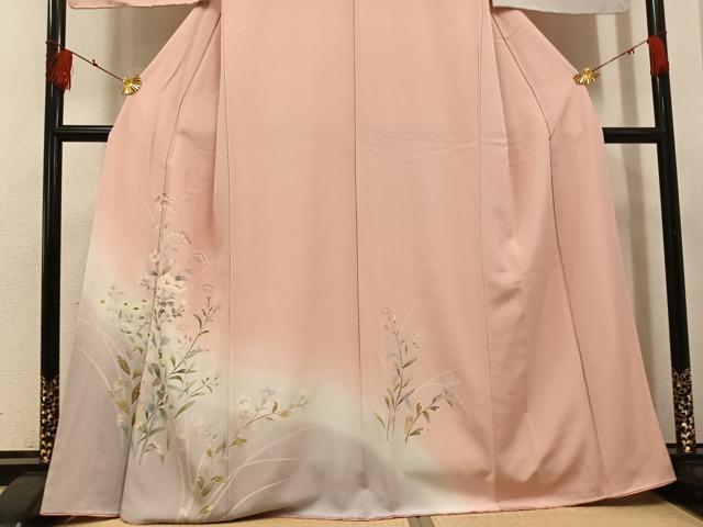 平和屋着物●訪問着　友禅　草花文　暈し染め　正絹　逸品　未使用　AABH4144ph