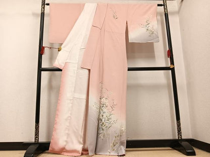 平和屋着物●訪問着　友禅　草花文　暈し染め　正絹　逸品　未使用　AABH4144ph