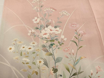 平和屋着物●訪問着　友禅　草花文　暈し染め　正絹　逸品　未使用　AABH4144ph