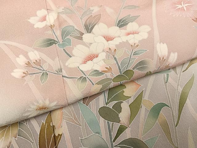 平和屋着物●訪問着　友禅　草花文　暈し染め　正絹　逸品　未使用　AABH4144ph