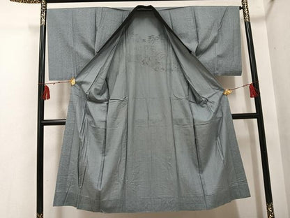 平和屋着物●男性　長襦袢　無双仕立て　作家物　手描き　風景文　金彩　正絹　逸品　AABH4147ph