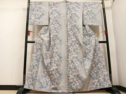 平和屋着物●都喜ヱ門　本場大島紬　一元総絣　草花文　藤絹織物謹製　正絹　逸品　AABH4148ph