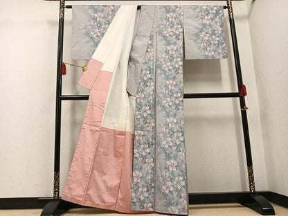 平和屋着物●都喜ヱ門　本場大島紬　一元総絣　草花文　藤絹織物謹製　正絹　逸品　AABH4148ph