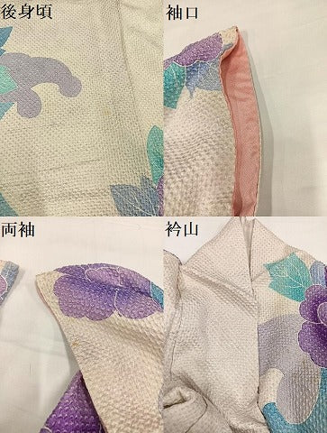 平和屋着物●名門　藤娘きぬたや・総絞り　振袖　草花文　正絹　逸品　AABH4149ph