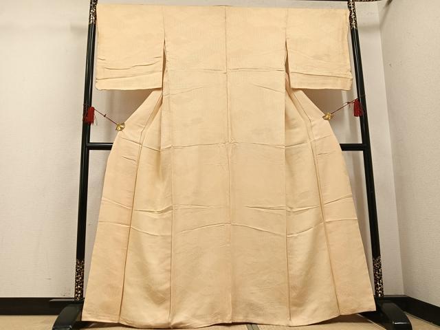 平和屋着物●上質な色無地　吉祥地紋　蜂蜜色　正絹　逸品　AABH4153ph