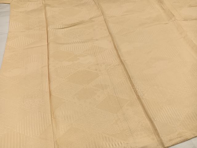 平和屋着物●上質な色無地　吉祥地紋　蜂蜜色　正絹　逸品　AABH4153ph