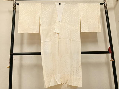 平和屋着物●長襦袢　無双仕立て　地紋起こし　花地紋　正絹　逸品　未使用　AABH4154ph