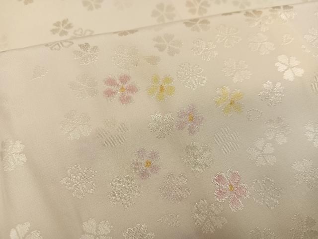 平和屋着物●長襦袢　無双仕立て　地紋起こし　花地紋　正絹　逸品　未使用　AABH4154ph