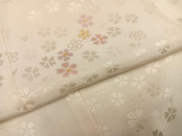 平和屋着物●長襦袢　無双仕立て　地紋起こし　花地紋　正絹　逸品　未使用　AABH4154ph