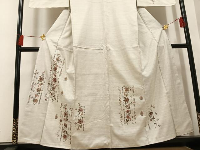 平和屋着物●本場大島紬　訪問着　中国三大刺繍　スワトウ刺繍　汕頭刺繍　更紗唐草文　正絹　逸品　未使用　AABH4156ph