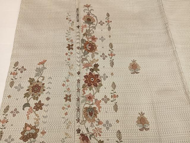 平和屋着物●本場大島紬　訪問着　中国三大刺繍　スワトウ刺繍　汕頭刺繍　更紗唐草文　正絹　逸品　未使用　AABH4156ph