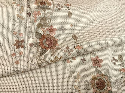 平和屋着物●本場大島紬　訪問着　中国三大刺繍　スワトウ刺繍　汕頭刺繍　更紗唐草文　正絹　逸品　未使用　AABH4156ph