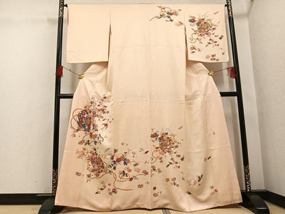 平和屋着物●訪問着　友禅　作家物　花篭文　正絹　逸品　AABH4158ph