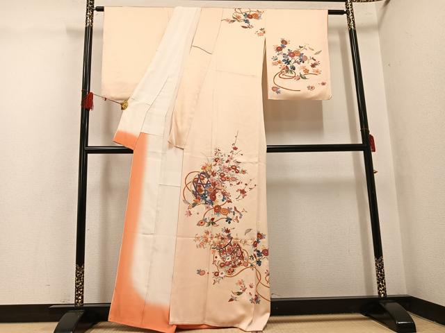 平和屋着物●訪問着　友禅　作家物　花篭文　正絹　逸品　AABH4158ph