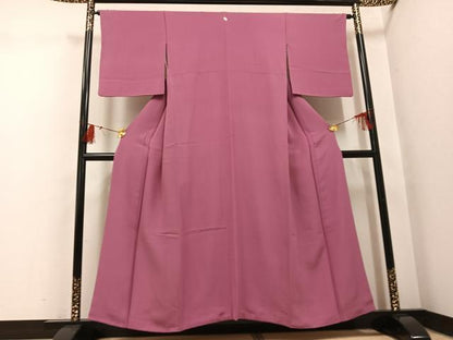 平和屋着物●上質な色無地　蘇芳香色　正絹　逸品　AABH4159ph