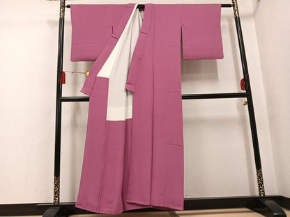 平和屋着物●上質な色無地　蘇芳香色　正絹　逸品　AABH4159ph